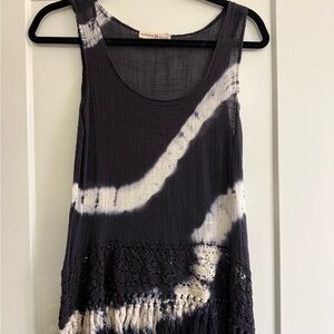 Altar'd State Navy and White Tie-Dye Tank Top